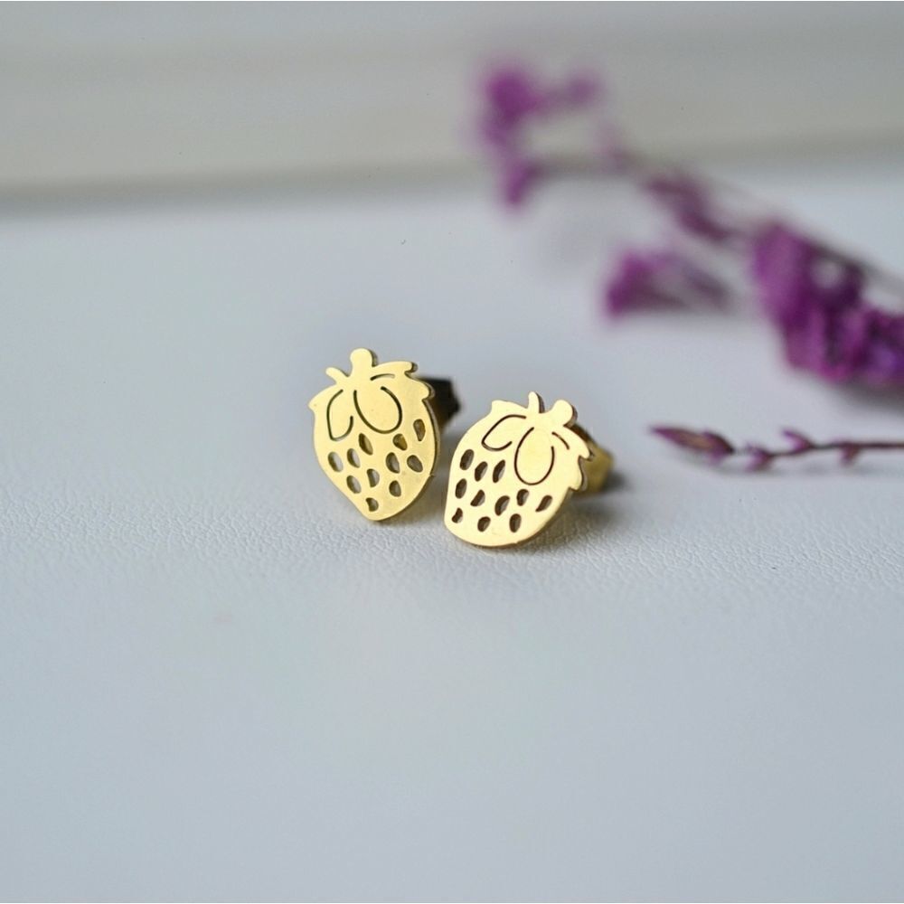 Strawberry Gold Stud Earrings